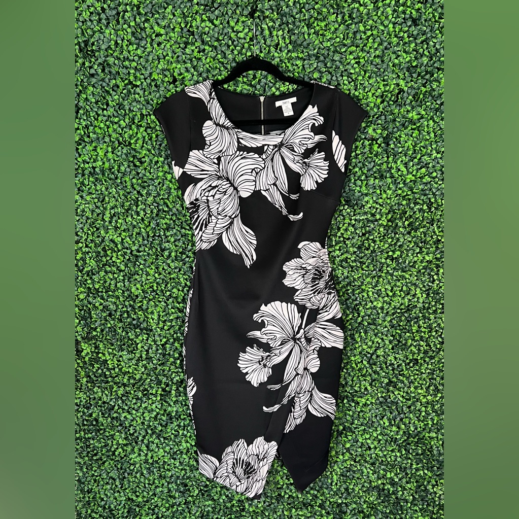 Bar Ili Bodycon Floral Dress Black And White